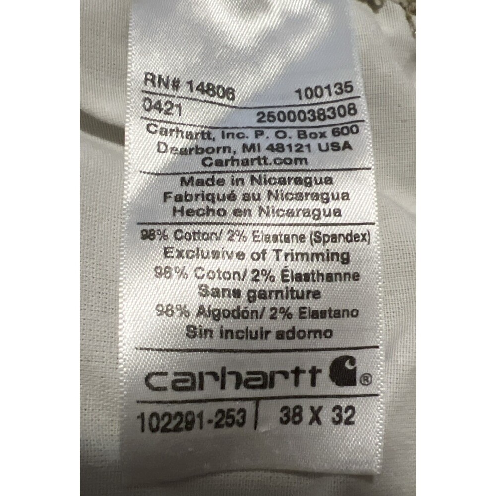 Carhartt Relaxed Fit Carpenter Pants Mens 38x32 Tan Canvas Distressed - Picture 14 of 14